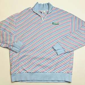 Lacoste Live Striped 1/4 Zip High Neck Pullover Sweatshirt Pastel Colors Size M